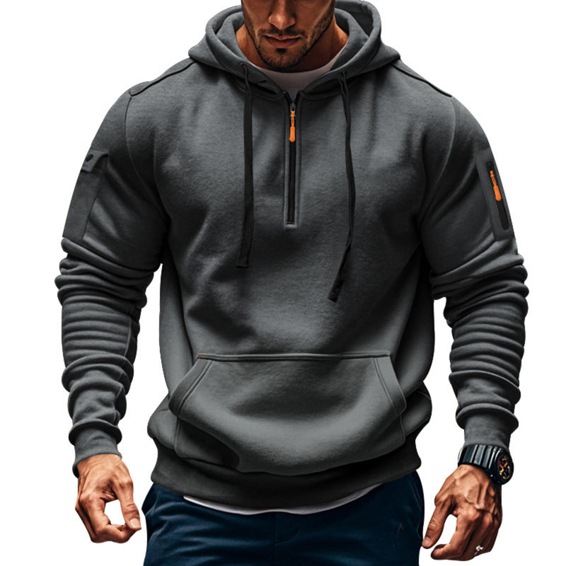 Herren Kapuzenpullover mit modernem Reißverschluss und praktischen Taschen EB