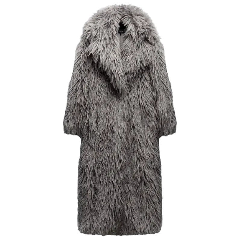 Damen Flauschiger Oversized-Mantel aus Kunstpelz EB