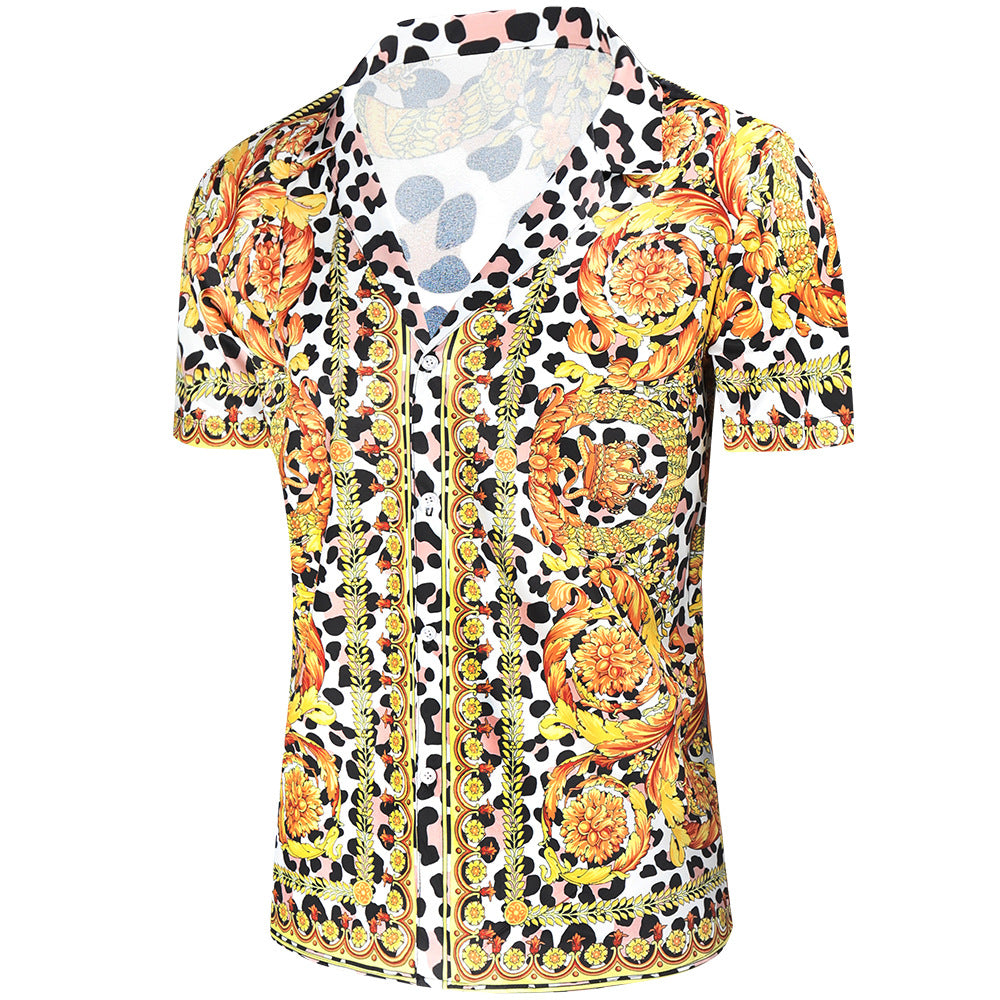 Herren Kurzarmhemd mit extravagantem Druck und luxuriösem Design EB