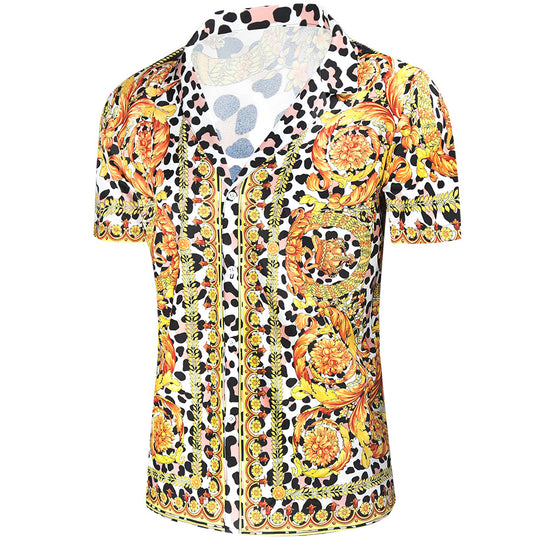 Herren Kurzarmhemd mit extravagantem Druck und luxuriösem Design EB
