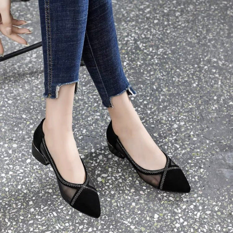 Damen Elegante Sling-Pumps mit transparentem Mesh-Einsatz und funkelnden Details EB