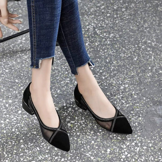 Damen Elegante Sling-Pumps mit transparentem Mesh-Einsatz und funkelnden Details EB