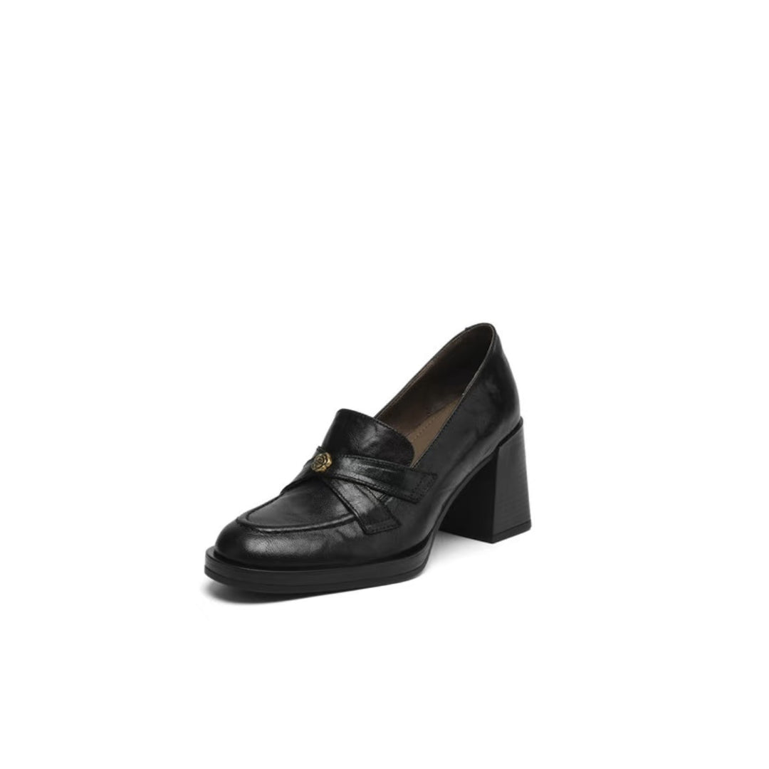 Damen Elegante Mokassins mit modischem Blockabsatz EB