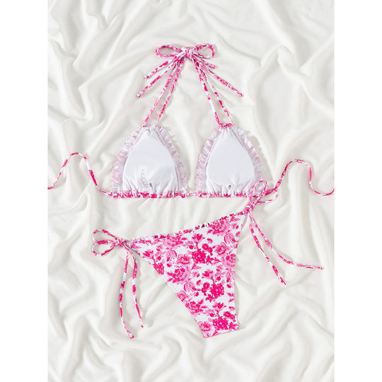 Damen Triangel-Bikini mit verspieltem Rüschen-Design EB