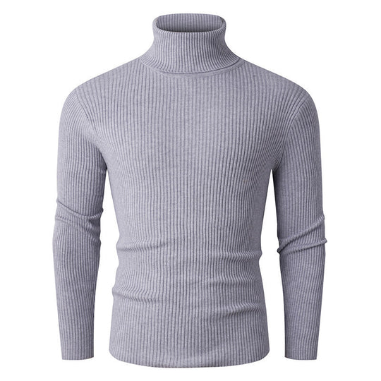 Herren eleganter Rollkragenpullover aus strukturiertem Strickmaterial EB