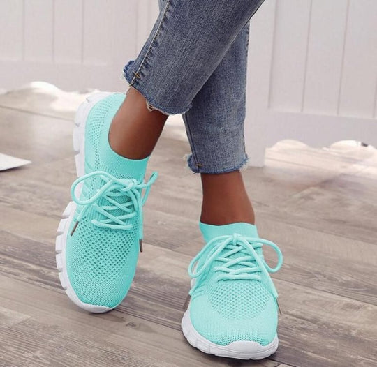 Damen Sportliche Sneaker mit atmungsaktiver Netzstruktur und rutschfester Sohle EB