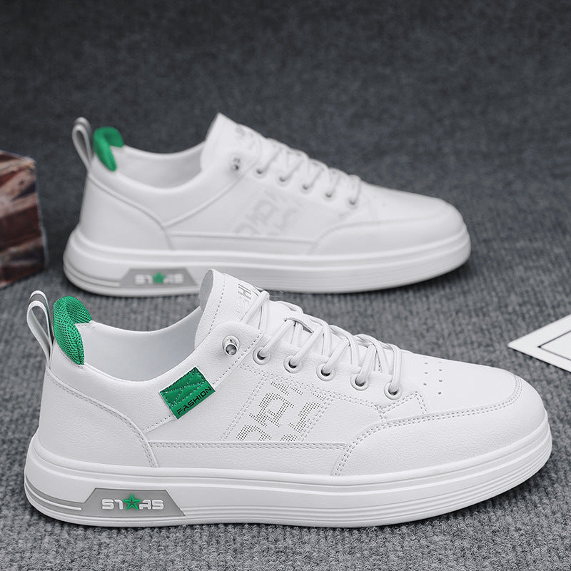 Herren minimalistische Kunstleder-Sneaker mit belüfteter Zehenperforation und gepolsterter Fersenschlaufe EB