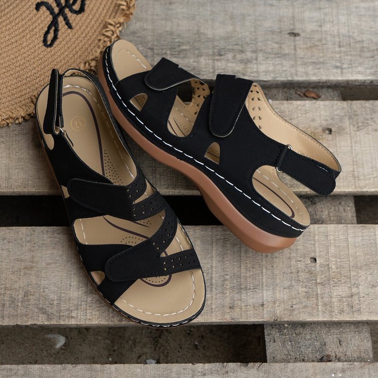 Damen Komfort-Sandalen mit ergonomischem Fußbett und eleganten Schnallen EB