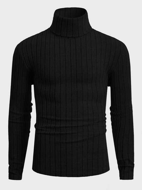 Damen Strickpullover mit hohen Kragen und feiner Rippenstruktur EB
