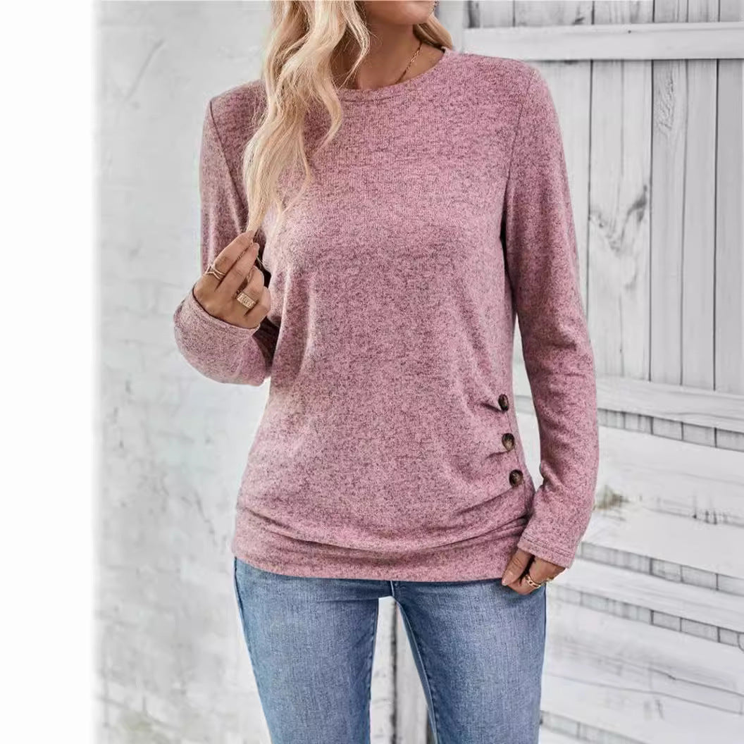 Damen lässiges Langarmshirt mit asymmetrischem Schnitt EB