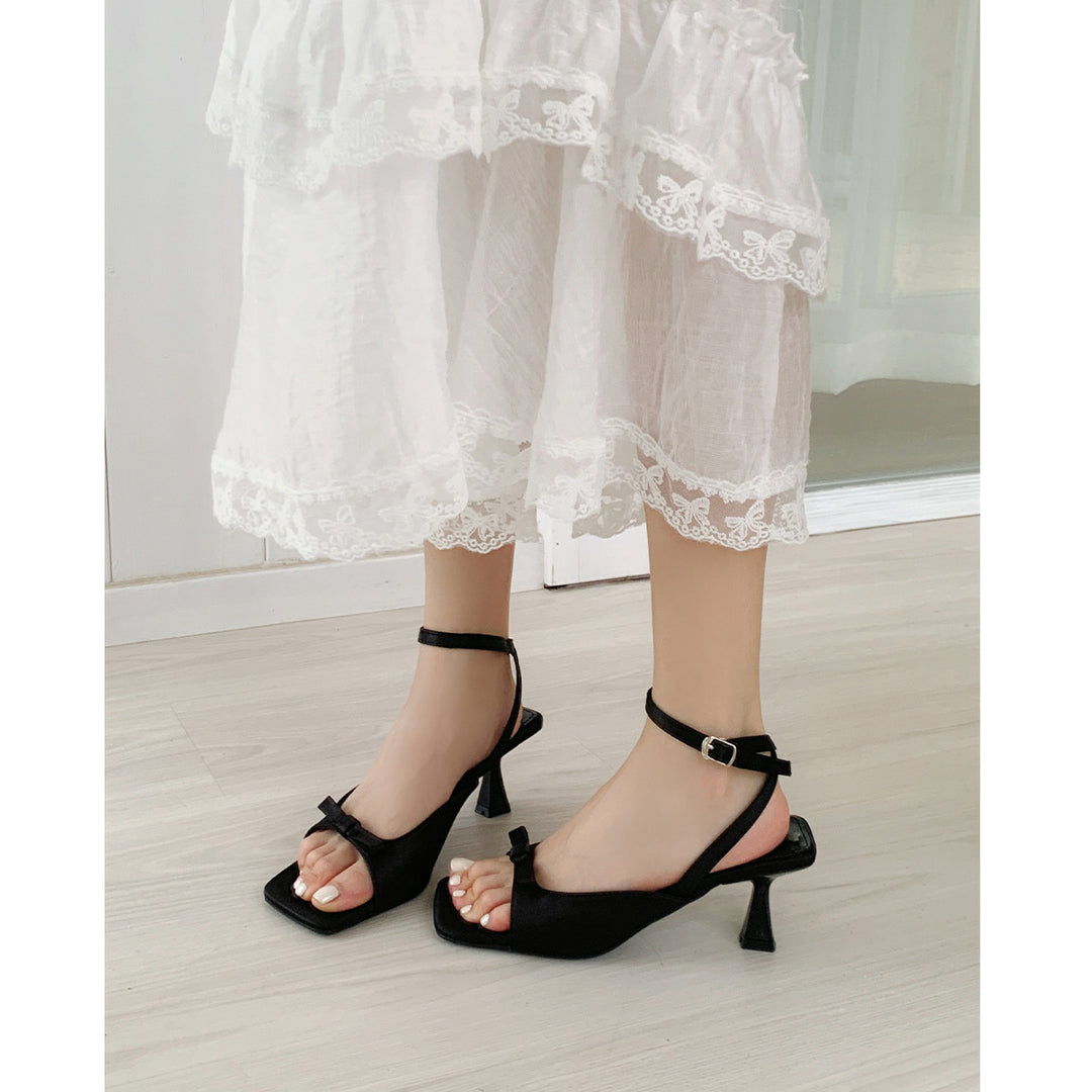 Damen elegante Slingback-Sandalen mit modischem Schleifenakzent EB