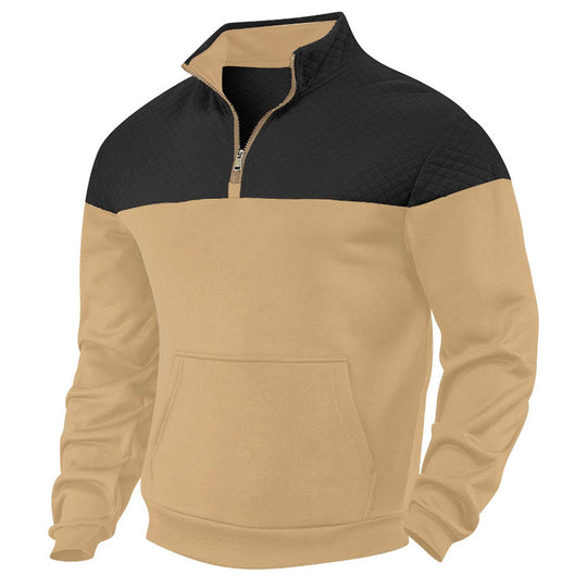 Herren lässiger Sweatpullover mit halbem Reißverschluss und gepolstertem Oberteil EB