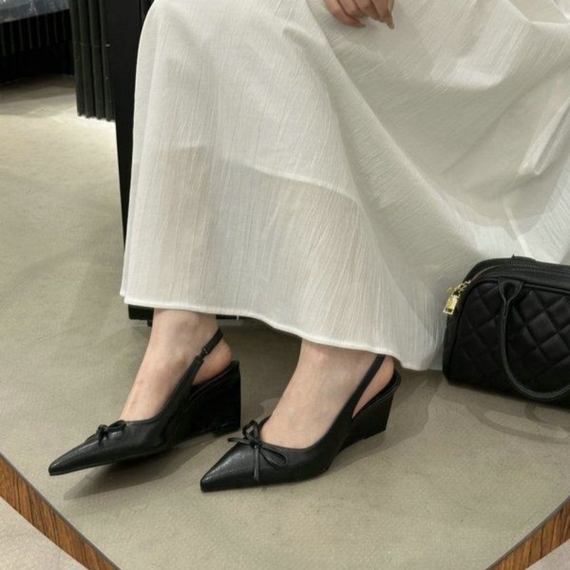 Damen elegante Wedgesandalen mit Schleifenverzierung EB