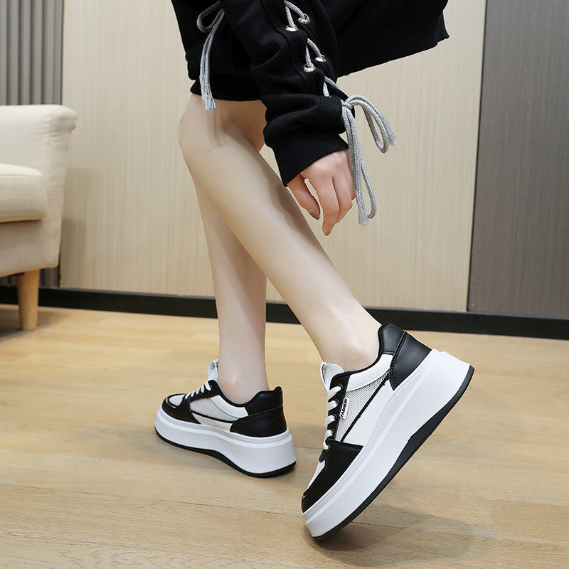 Damen modische Plateau Sneakers mit atmungsaktivem Netzmaterial und schockabsorbierender Sohle EB