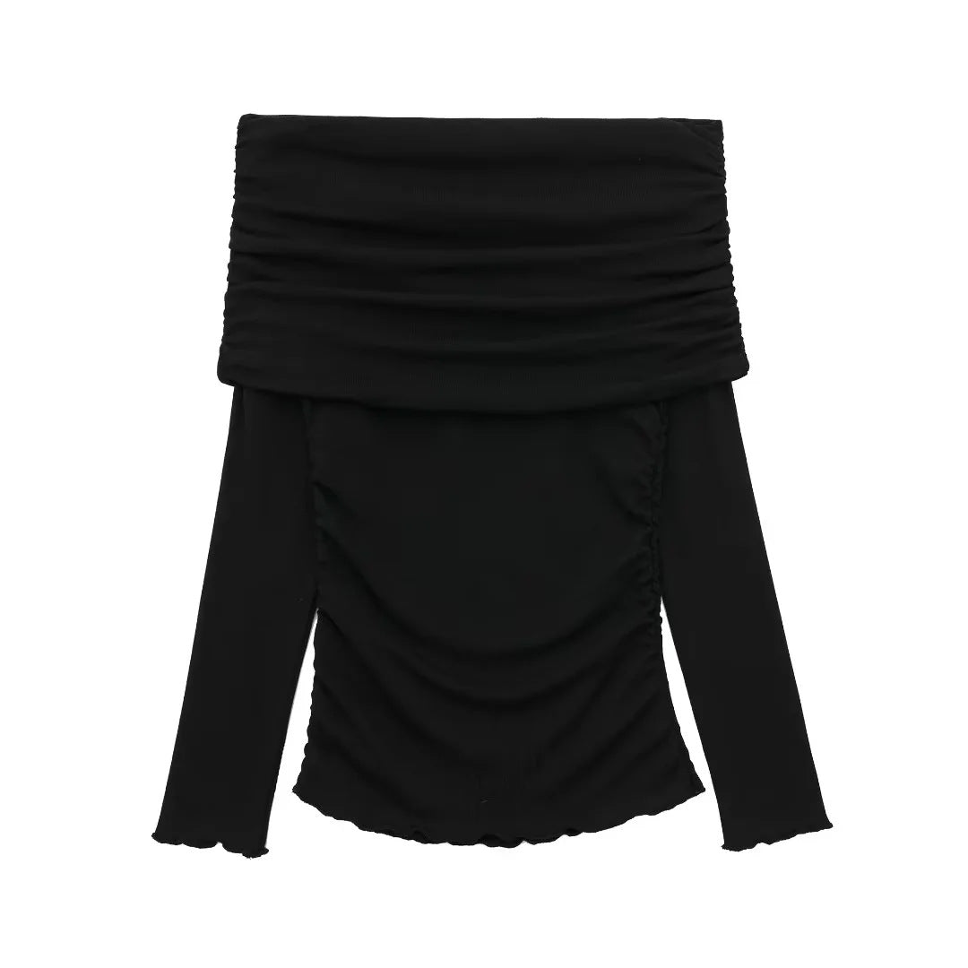 Damen Off-Shoulder Bluse mit Raffung EB