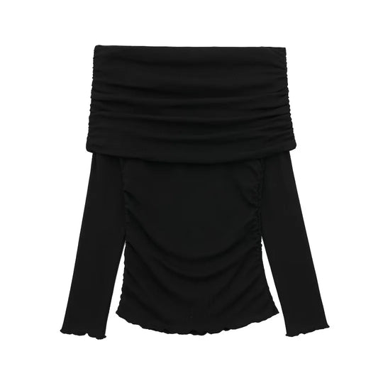 Damen Off-Shoulder Bluse mit Raffung EB