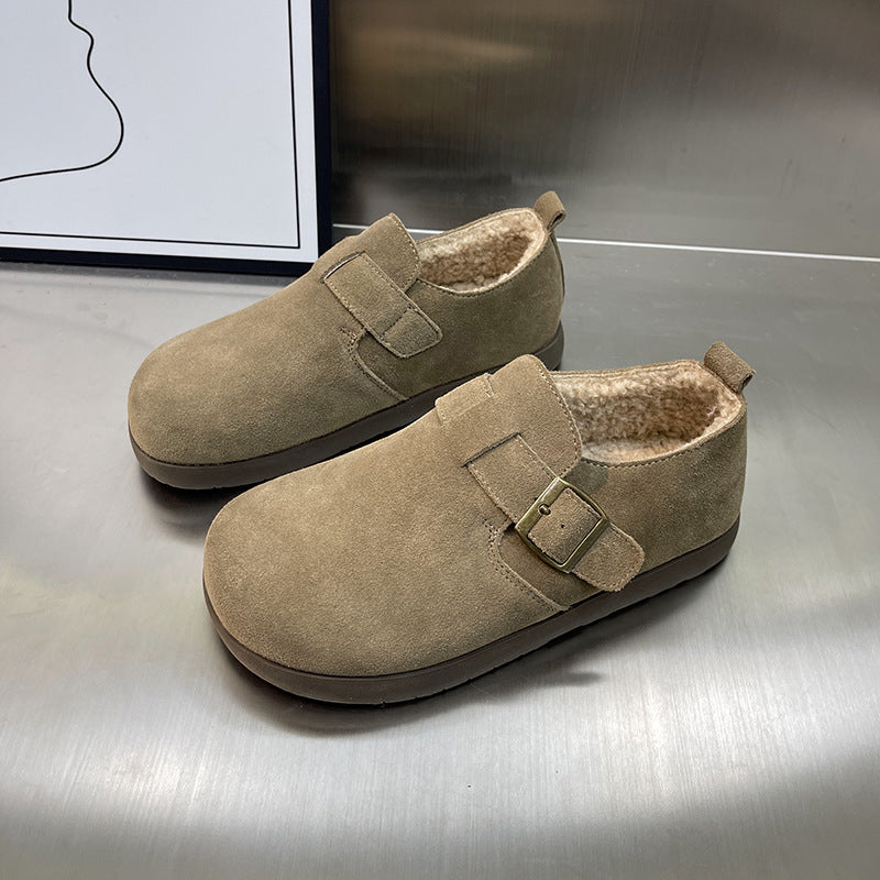 Damen Komfortable Clogs aus weichem Wildleder mit kuscheligem Innenfutter EB