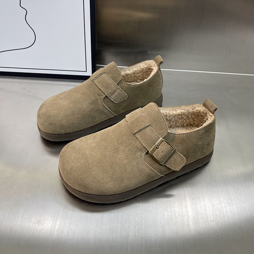 Damen Komfortable Clogs aus weichem Wildleder mit kuscheligem Innenfutter EB