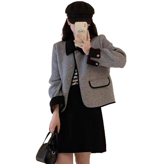 Damen elegante Kurzjacke mit kontrastierenden Details EB