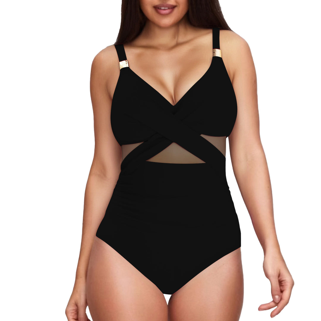 Damen Eleganter Einteiler mit transparenter Einsätzen EB