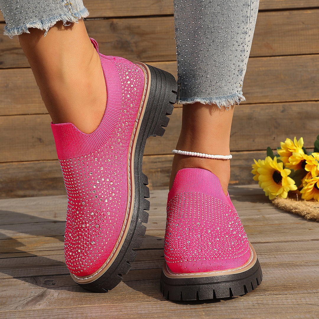 Damen Glitzernde Slip-On Sneakers mit verstärkter Sohle EB