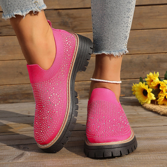 Damen Glitzernde Slip-On Sneakers mit verstärkter Sohle EB