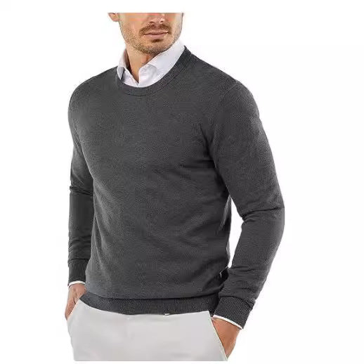 Herren eleganter Rundhals-Pullover aus feiner Baumwolle EB