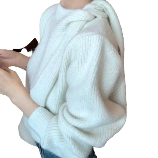 Damen Strickpullover mit verspieltem Kragen und modernem Rippdesign EB