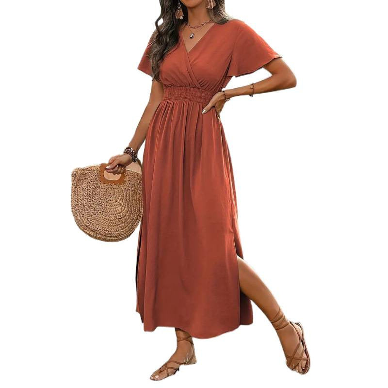 Damen Maxikleid mit fließendem Schnitt und Wickeldetails EB