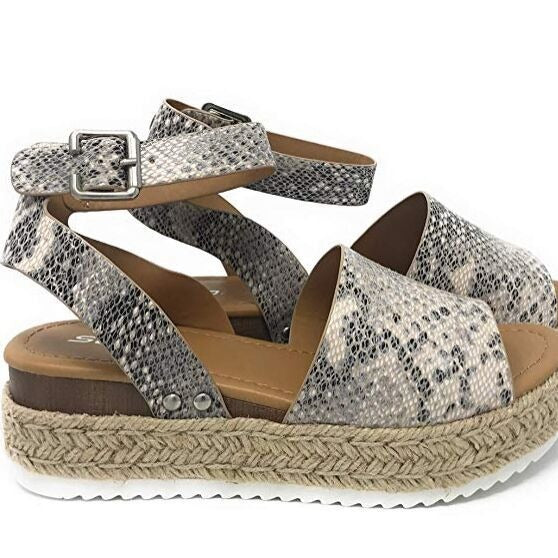 Damen Plateau-Sandalen mit verstellbarem Riemen EB