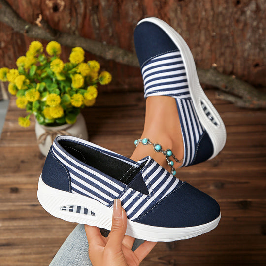 Damen Komfortable Freizeit-Sneaker mit modischem Streifenmuster EB