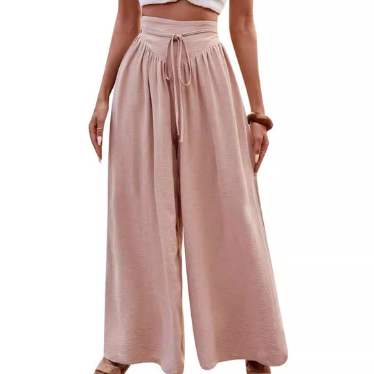 Damen Weite Palazzo-Hose mit elastischem Bund und stylischem Kordelzug EB