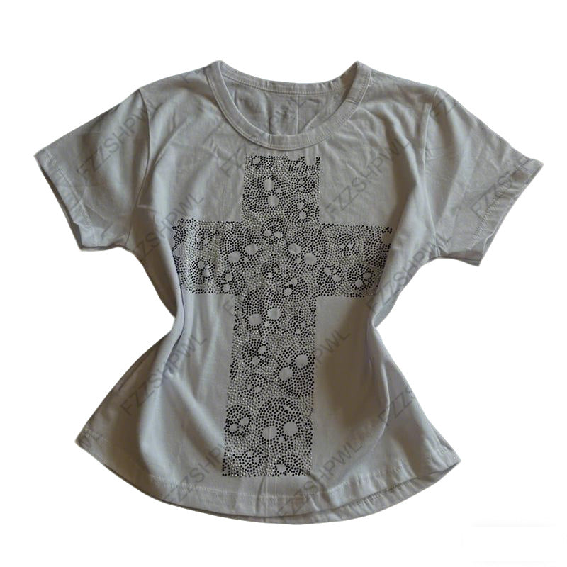 Damen T-Shirt mit kreativem Kreuzdruck EB