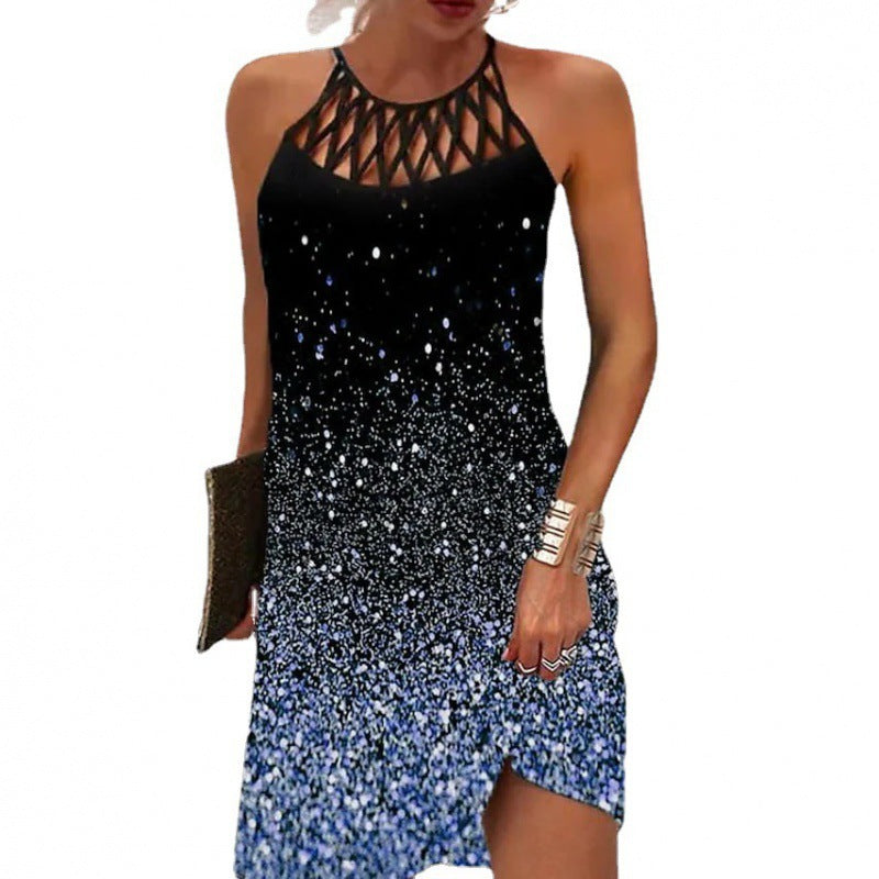 Damen Neckholder Kleid mit funkelndem Gradient-Design EB