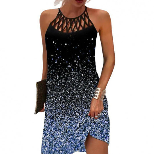 Damen Neckholder Kleid mit funkelndem Gradient-Design EB