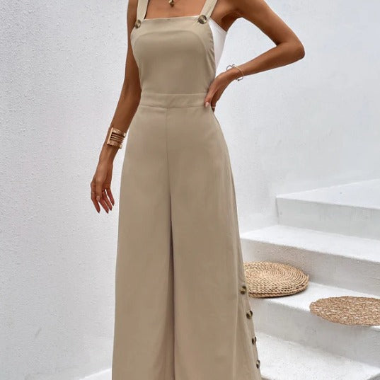 Damen Jumpsuit mit modernen Details und dekorativen Knöpfen EB