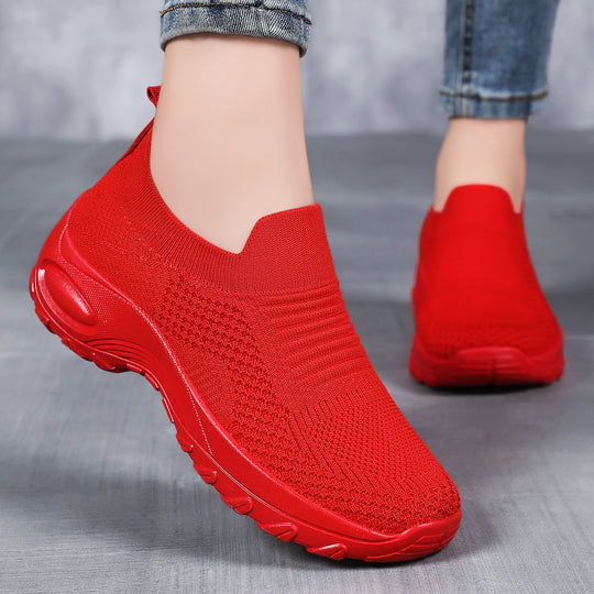 Damen Bequeme und atmungsaktive Slip-On Laufschuhe mit elastischem Obermaterial EB
