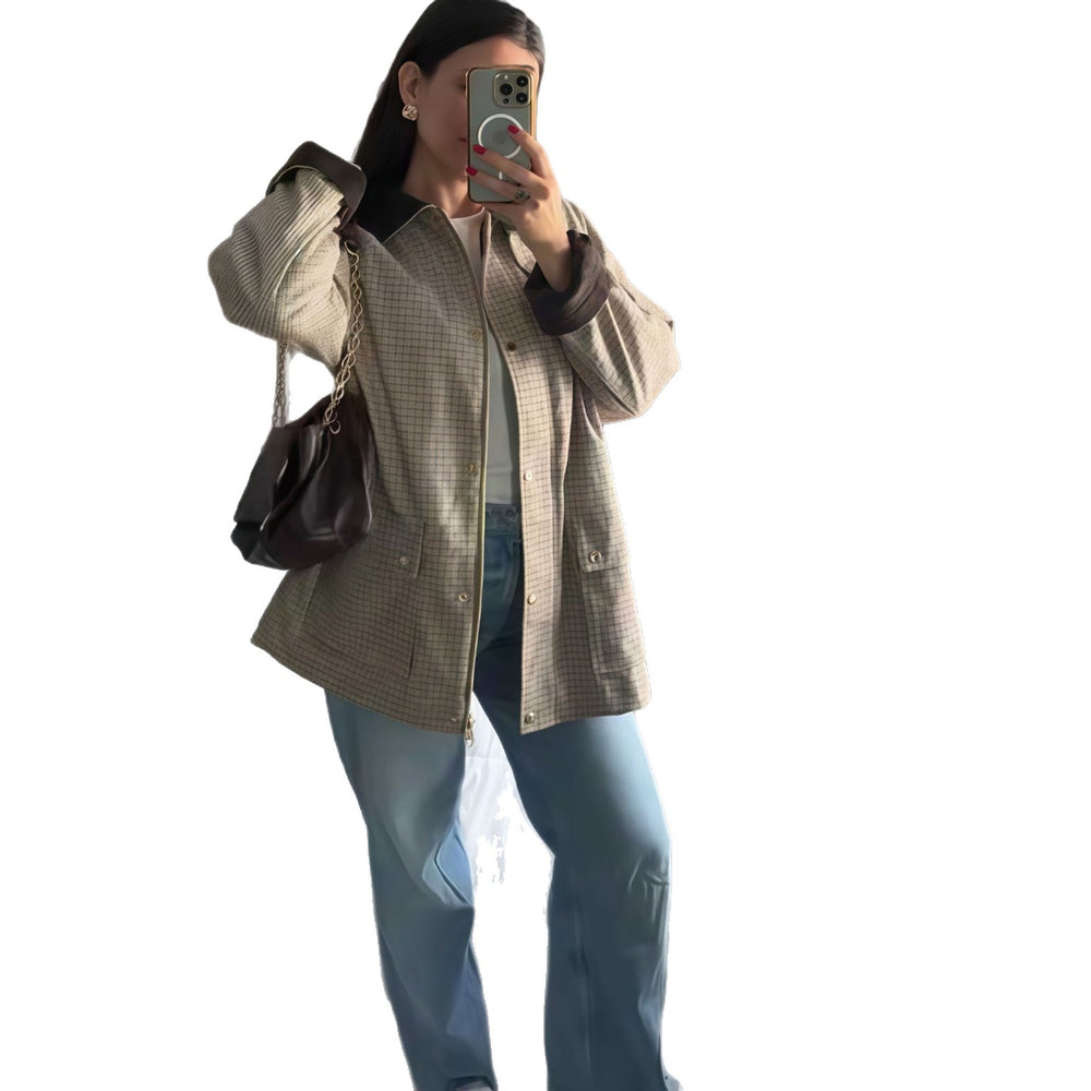 Damen Karierte Utility-Jacke mit modernem Schnitt und praktischen Taschen EB