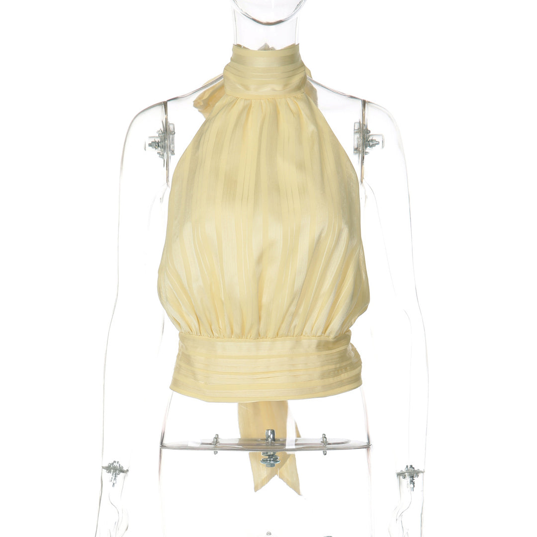 Damen Elegantes Haltertop mit Plisseeverarbeitung EB