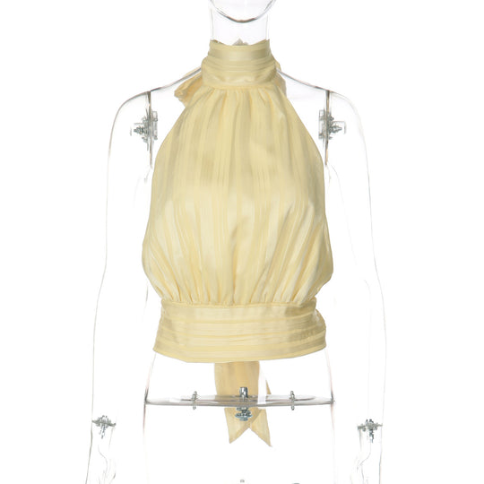 Damen Elegantes Haltertop mit Plisseeverarbeitung EB