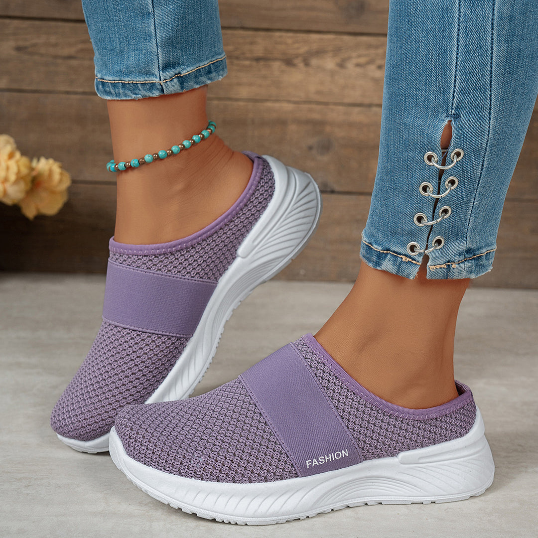 Damen Bequeme Slip-On Freizeitschuhe mit elastischem Riemen EB