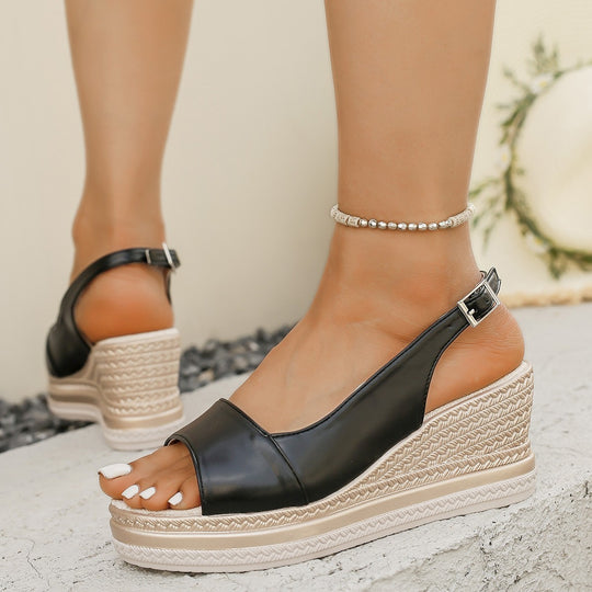 Damen Wedge-Sandalen mit verstellbarem Riemen und rutschfester Sohle EB