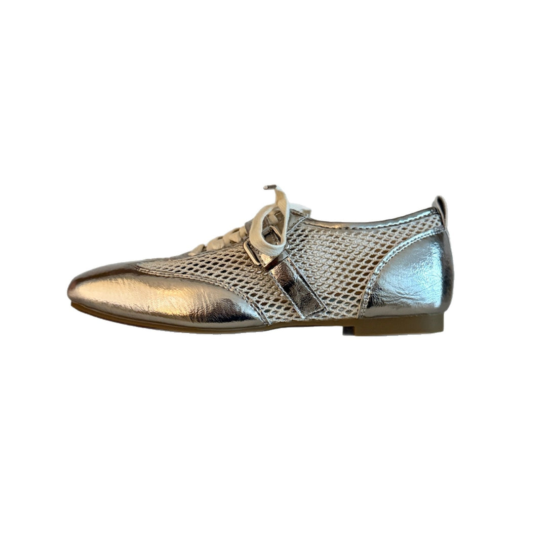 Damen sportive Ballerinas mit atmungsaktivem Netzdesign und glänzender Oberfläche EB