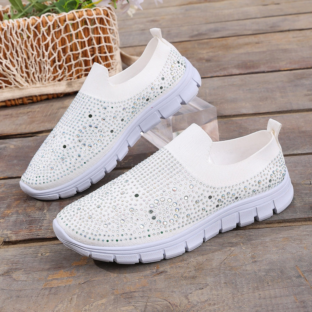 Damen Slip-On Sneakers mit funkelnden Strass-Applikationen EB