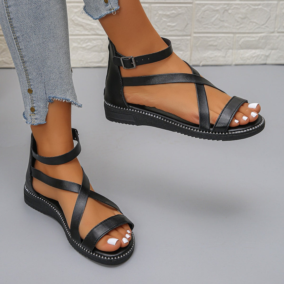 Damen Riemchen-Sandalen mit komfortablem Fußbett und eleganter Schnallenverzierung EB