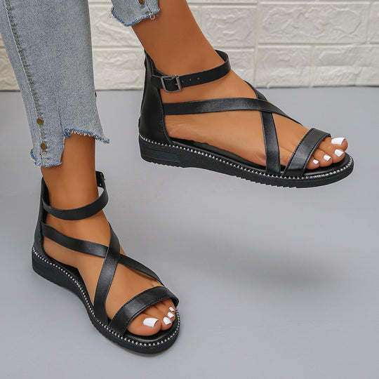 Damen Riemchen-Sandalen mit komfortablem Fußbett und eleganter Schnallenverzierung EB