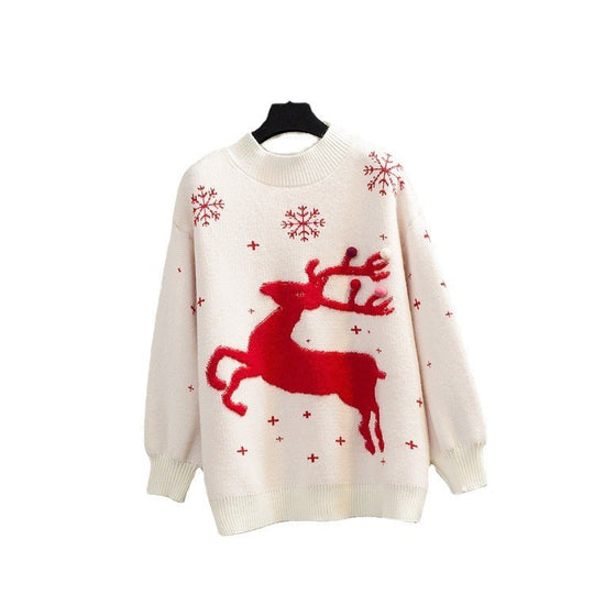 Damen Kuscheliger Weihnachtspullover mit festlichem Rentierdesign EB