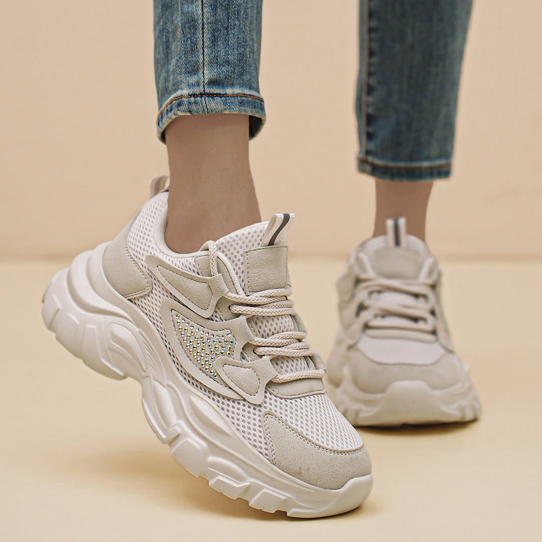 Damen Sportliche Sneakers mit Glitzerdetails und atmungsaktivem Obermaterial EB
