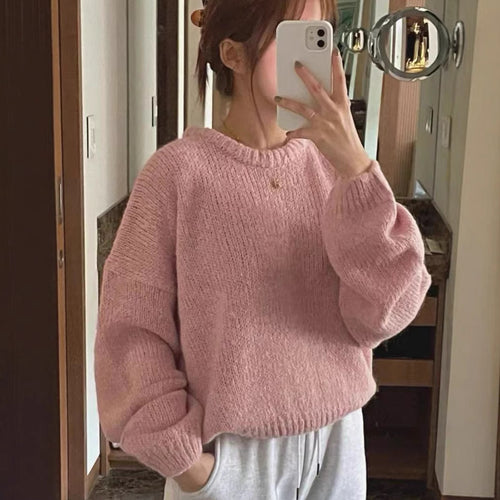 Damen Kuscheliger Strickpullover mit weitem Schnitt und klassischen Rippdetails EB
