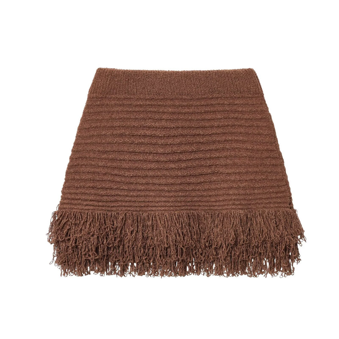 Damen Kurzarm-Strickjacke mit fransigem Saum und dekorativen Knöpfen EB